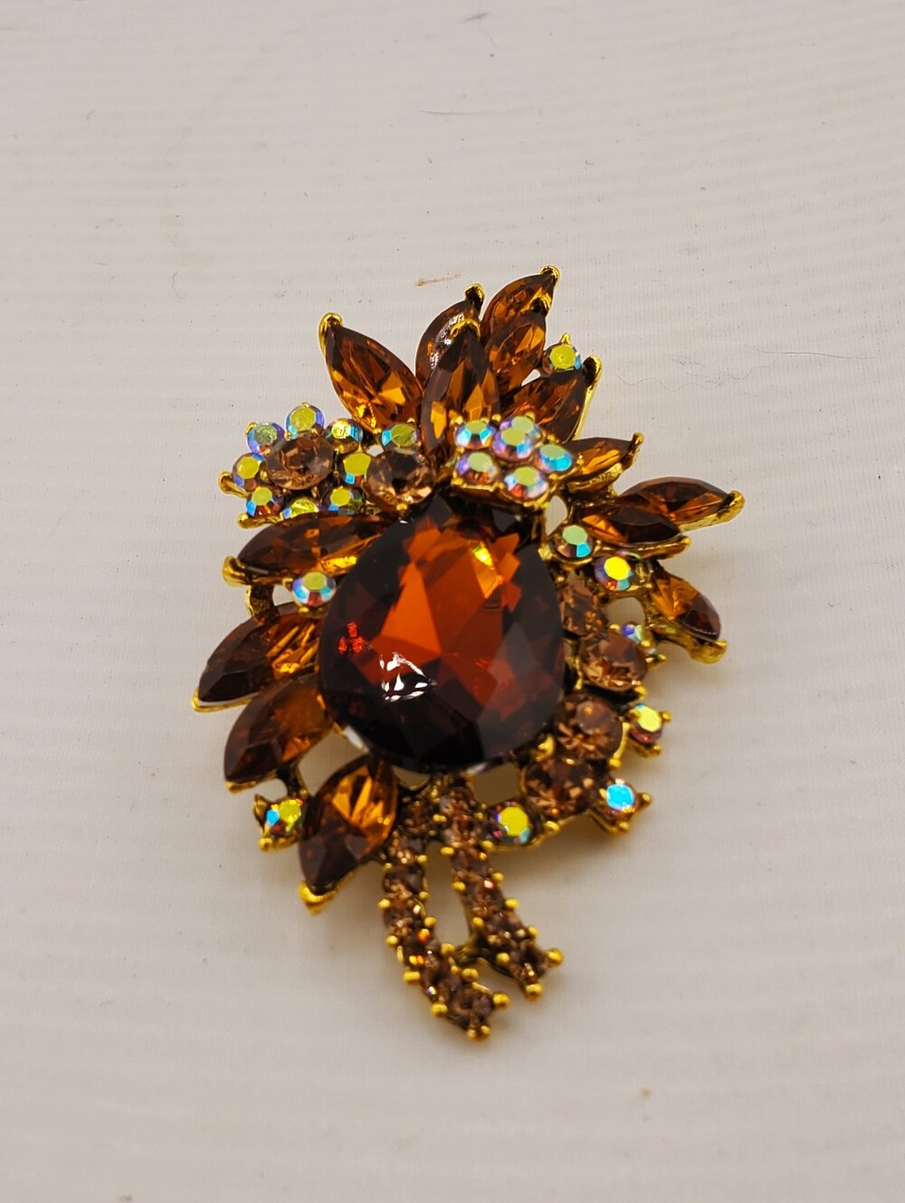 Topaz AB Rhinestone Spray Brooch